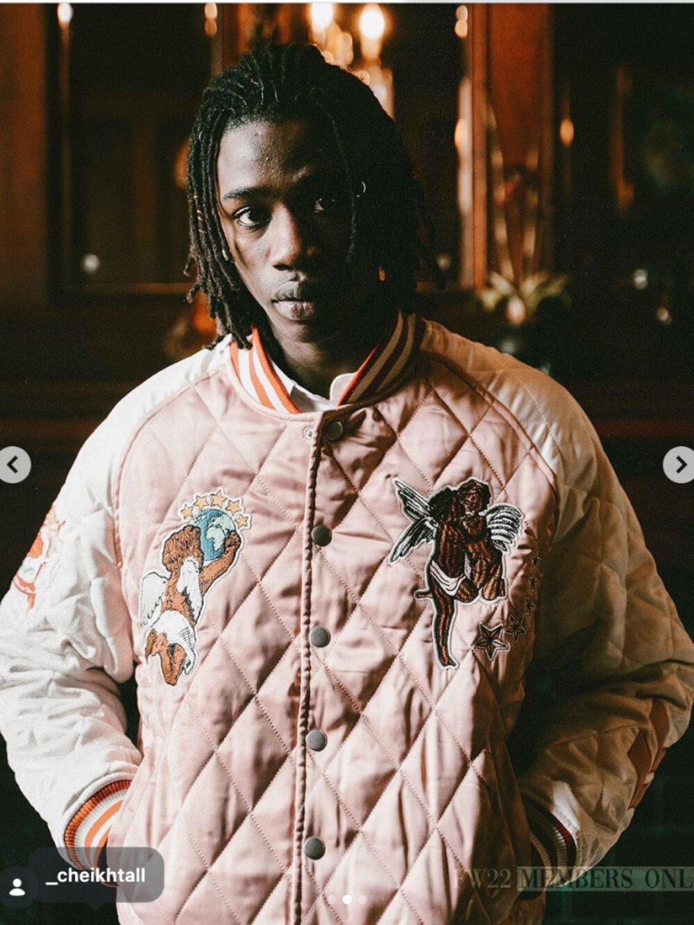 Homme + Femme Cherub Souvenir Salmon Satin Bomber Jacket XL